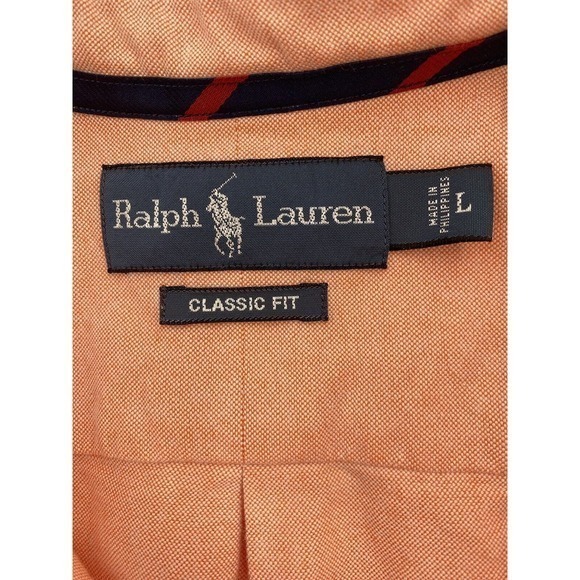 Vintage Ralph Lauren Preppy Oxford Pastel Orange. Shirt‎ Large - Picture 11 of 13